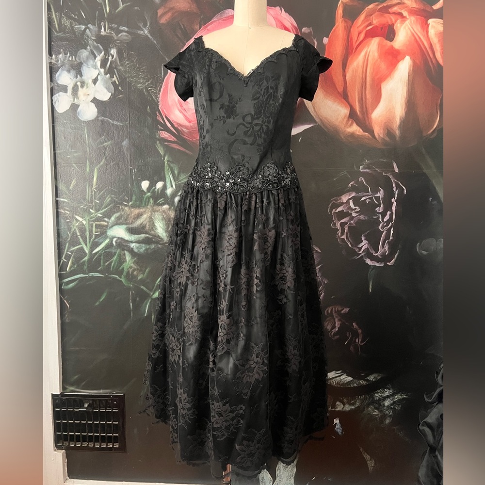 Vintage McClintock drop waist, off-shoulder Wednesday-inspired party/prom dress